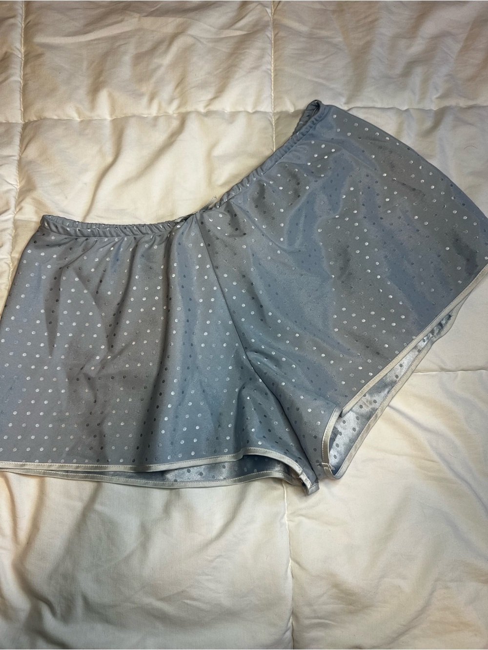 Gray Blue Polka Dot Satin Sleep Shorts - Women Intimates